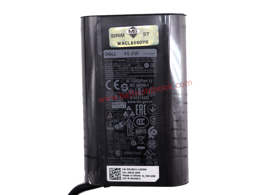 Adapter Notebook Dell XPS 9370 45W TYPE-C แท้ศูนย์ Dell สายชาร์จโน๊ตบุ๊ค Dell XPS 9370 หัว Type-c ตรงรุ่น ตรงสเปก รับประกันศูนย์ Dell Thailand ราคาถูก