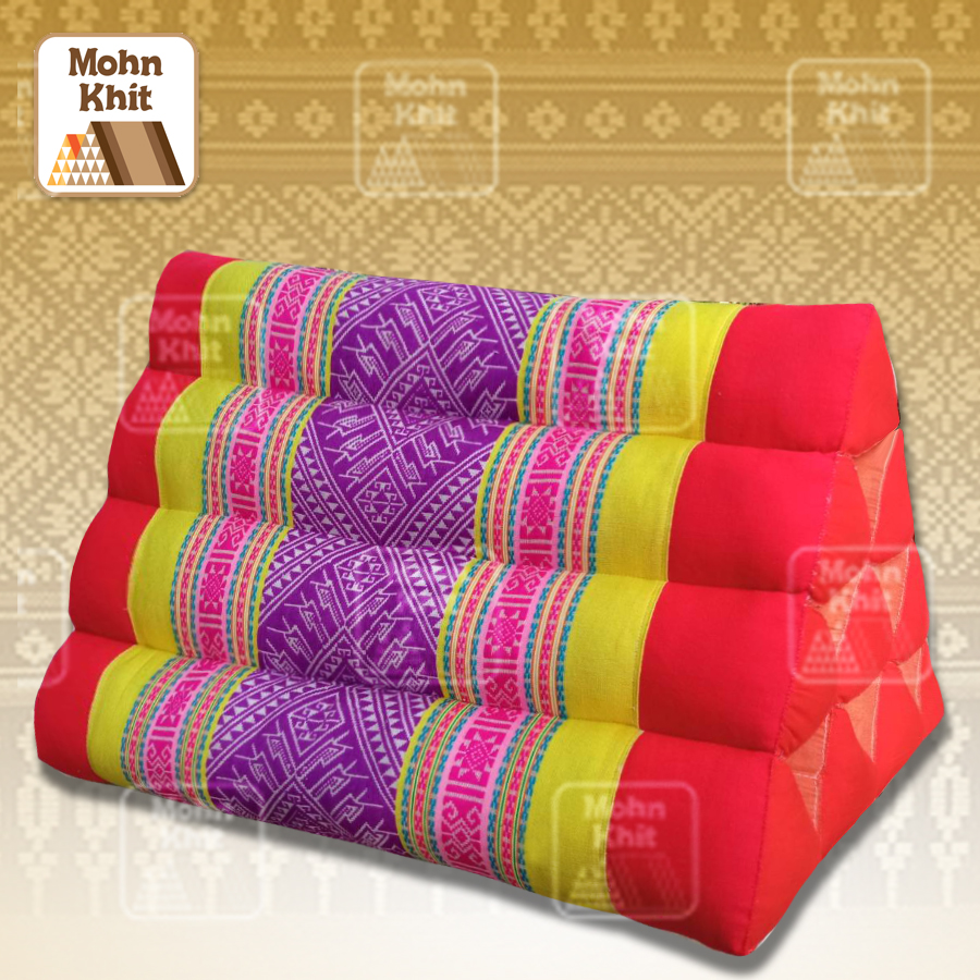 หมอนสามเหลี่ยมโบราณ ขนาด10 ช่องเดี่ยว //Ancient Pillow large 9 rows 38x20cm kapok 100%Traditional Floor Cushion.