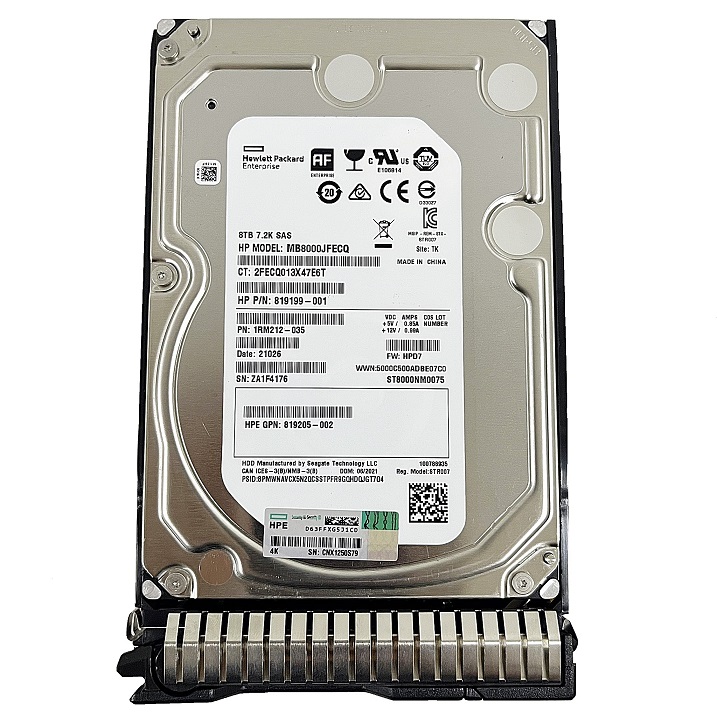 HP 819201-B21, 820032-001 [TorCompTH Thailand ขาย จำหน่าย ราคา] HP 8TB 7.2K 12G SAS 512e MDL 3.5in HDD for G8-G10