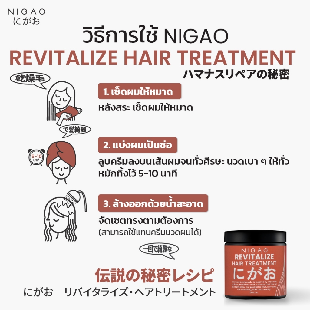 แท้พร้อมส่ง○ NIGAO Revitalize Hair Treatment 500ml นิกาโอะ รีไวทัลไลซ์ แฮร์ ทรีทเม้นท์