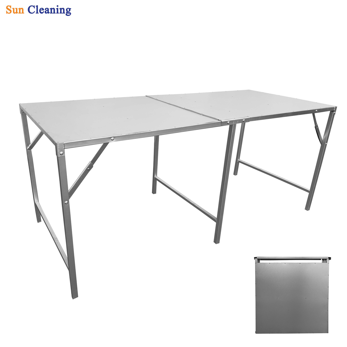 Sun Brand โต๊ะเหล็กพับแผ่นเมทัลชีท สีเงิน 75x180x75 cm.