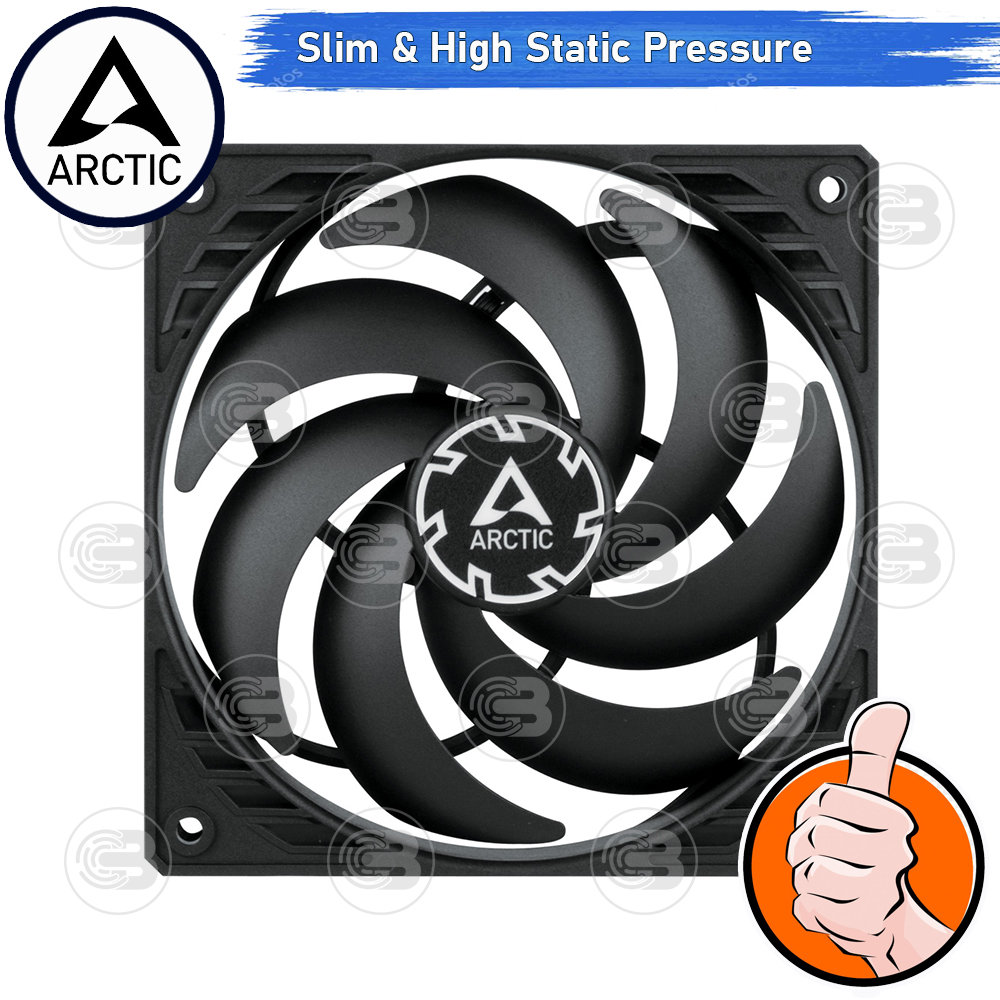 [CoolBlasterThai] ARCTIC P12 SLIM PWM PST BLACK (120 mm.) X3 Value Pack PC Fan Case ประกัน 6 ปี