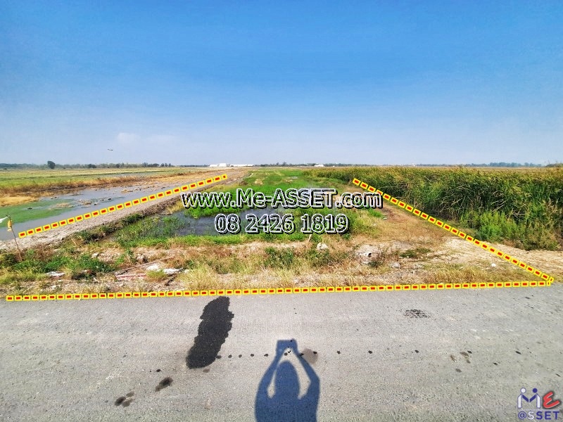 ขายที่ดินติดถนนคอนกรีต ย่าน คลองสิบ บึงทองหลาง ลำลูกกา ปทุมธานี : ใกล้วัดนาป่่าพง : 24-3-41 ไร่