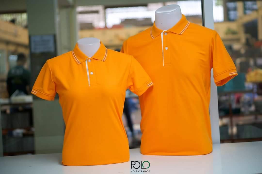 PL เสื้อโปโล เสื้อคอปก เสื้อสำเร็จรูป เสื้อทีม ยูนิฟอร์ม สีส้ม ขลิบปกเล็ก