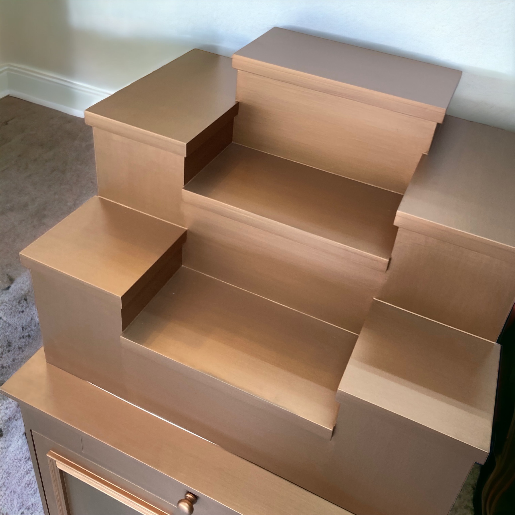 ตู้พระแบบสูง 7x8 ขั้นบันได 7 ขั้น สีพิงค์โกลด์