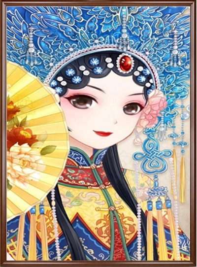 ชุดปักครอสติช ลายสาวงามจีน (งานปักเต็มลาย) ขนาด 45*70 ซม.ผ้าครอสติช 11CTพิมพ์ลายปักบนผ้า ไหมคอตตอน 40 สี ผังลาย เข็ม