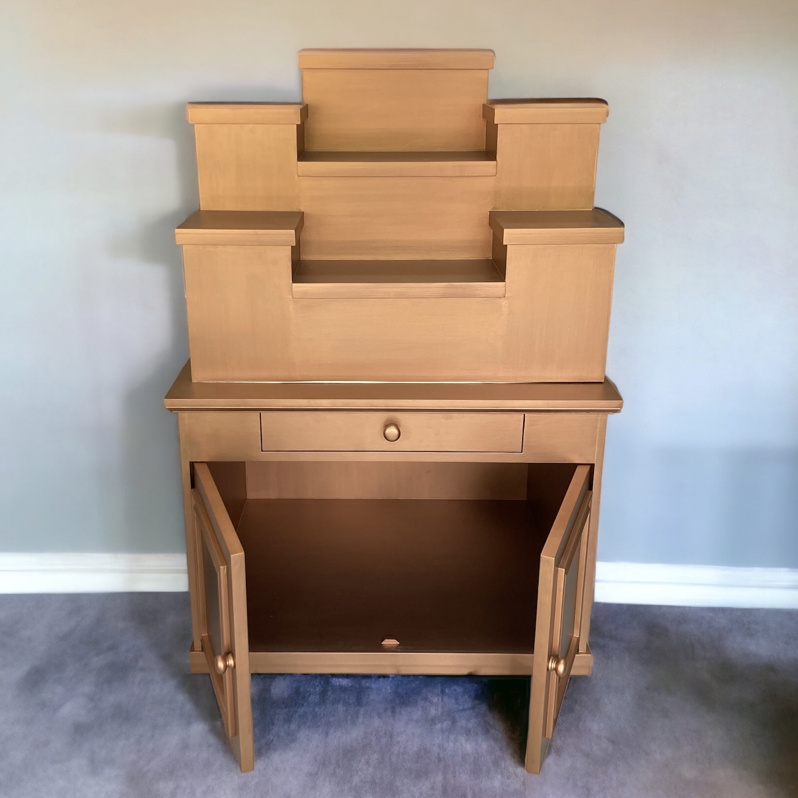 ตู้พระแบบสูง 7x8 ขั้นบันได 7 ขั้น สีพิงค์โกลด์