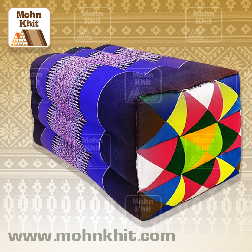 หมอนขิดเก้าลูกใหญ่ลายขิดหน้าดอกไม้ 52x28 Cm // Khit pillow large 9 rows 52x28cm kapok 100%Traditional Floor Cushions.