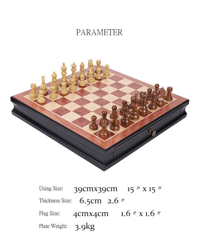 ชุดหมากรุกสากลไม้ German Knight Staunton Wooden Chess Set 4