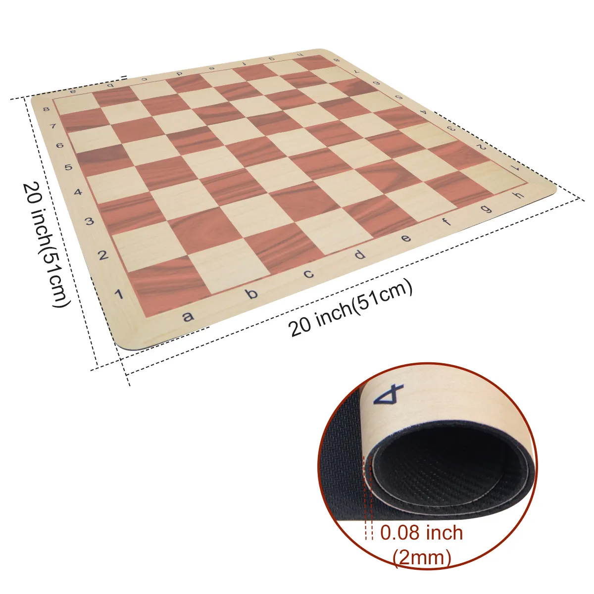 20" Floppy Mouse Pad Chess Board กระดานหมากรุกสากลยางสีลายไม้