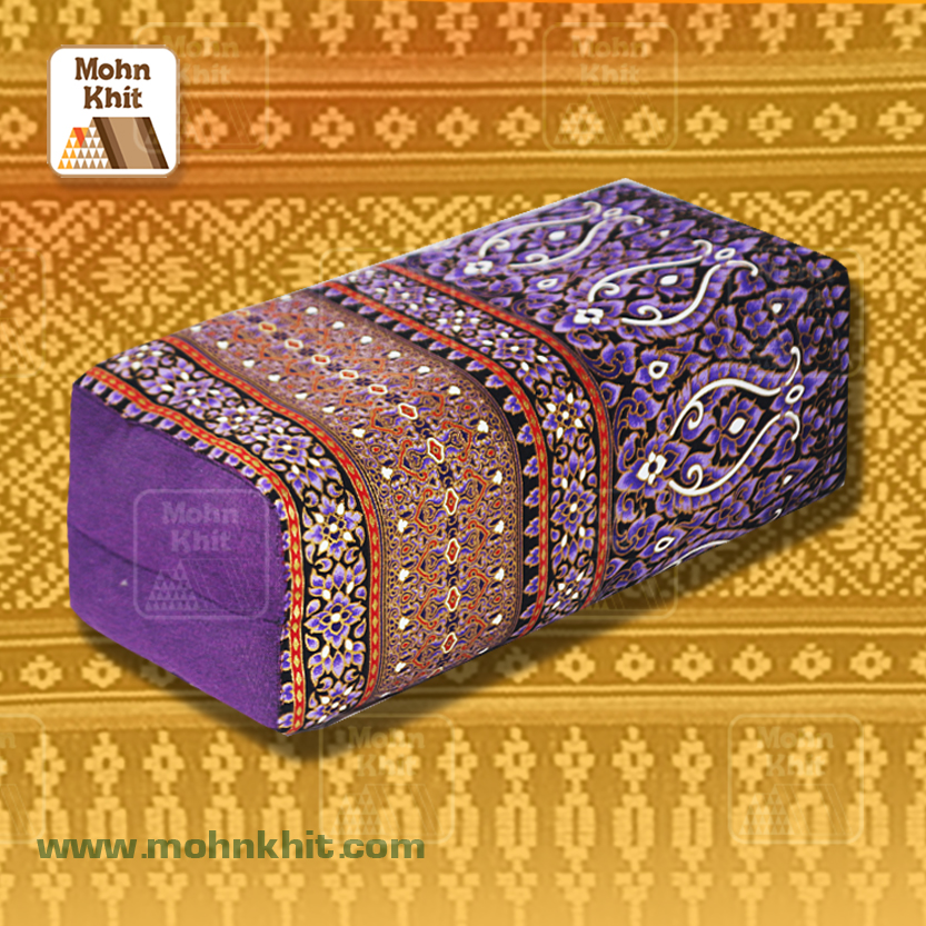 หมอนหนุนผ้าพิมพ์ทอง, ของรับไหว้ ,The original Khit Rectangle health Pillow Thai Bolster Lumber 33x15x10 cm