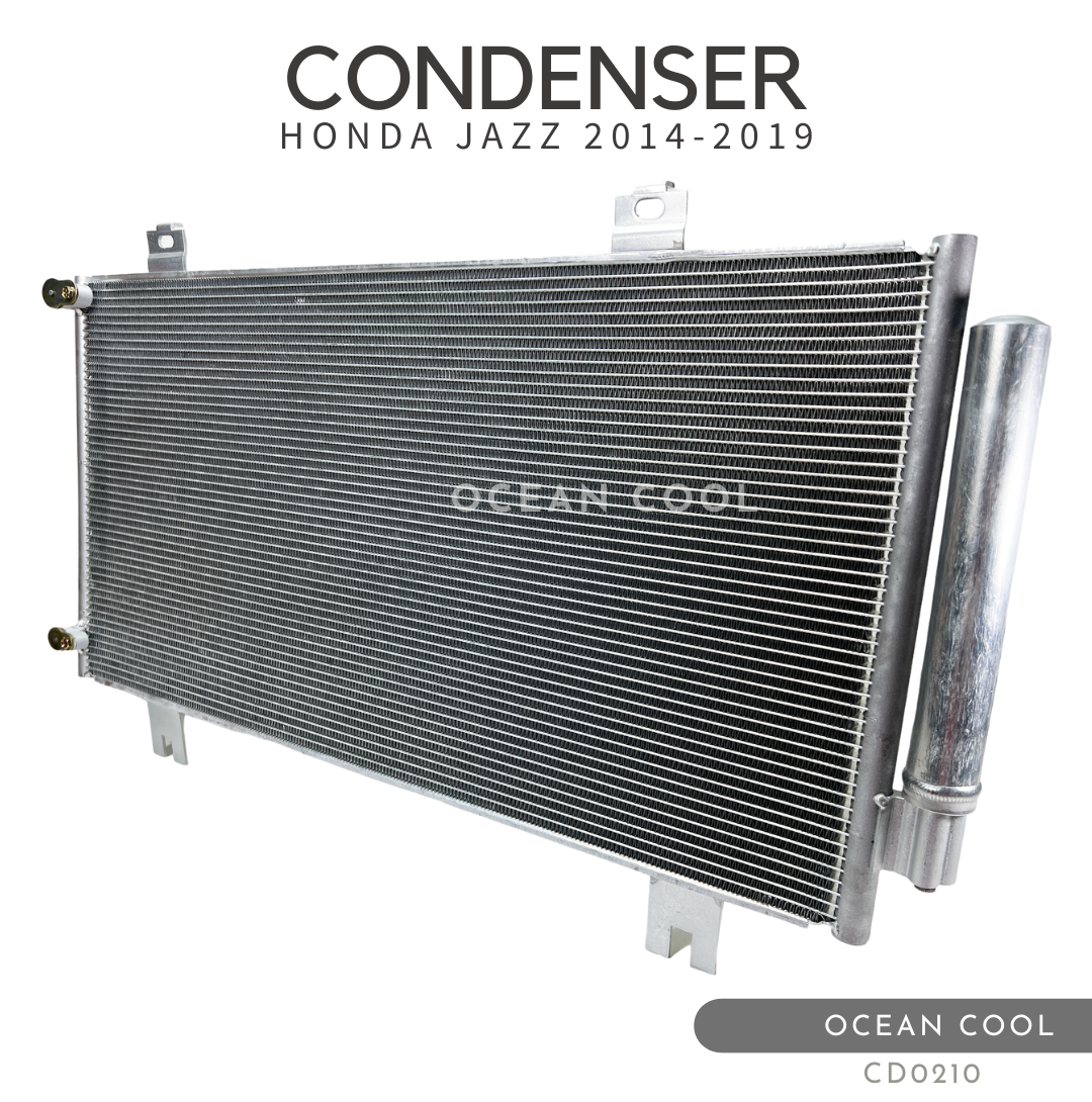 แผงแอร์ ฮอนด้า แจ๊ส ปี 2014 - 2019 พร้อมไดเออร์ CD0210 CONDENSER HONDA JAZZ GK ’14-’19 แผงรังผึ้งแอร์ แผงคอยล์ร้อน คอยล์ร้อน คอนเดนเซอร์