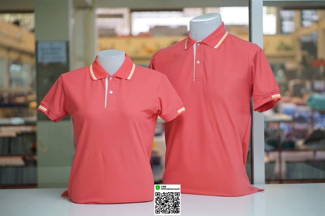 PLEN POLO เสื้อโปโล เสื้อคอปก เสื้อยูนิฟอร์ม ชมพูโอรสขลิบปก