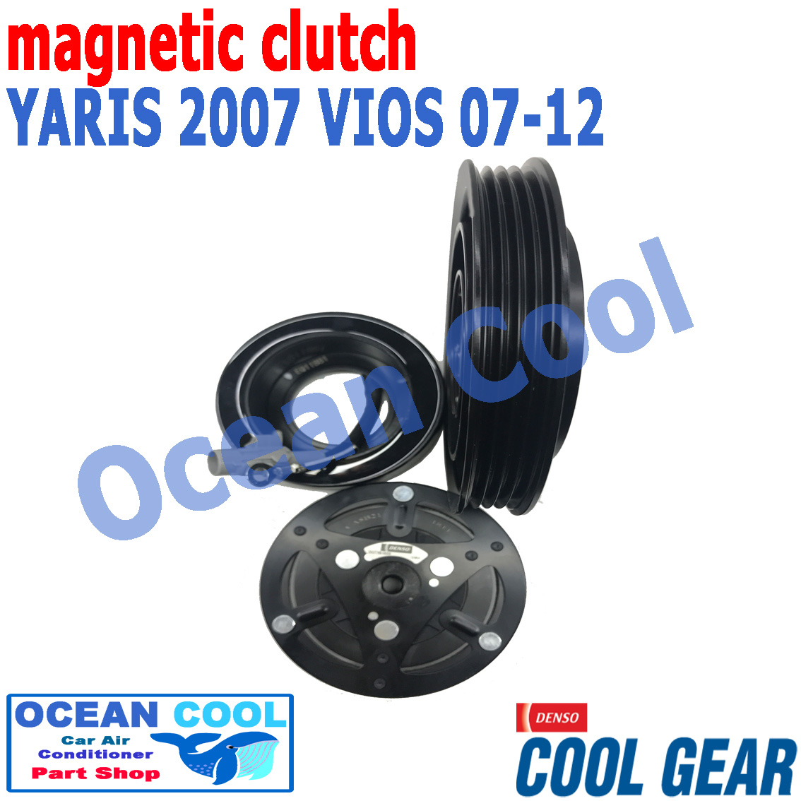 คลัชคอมแอร์ โตโยต้า ยาริส 2007 วีออส 2007 - 2012 MGC0016 COOL GEAR รหัส DI437390-0030 Magnetic Clutch TOYOTA Vios Yaris หน้า คลัช คอม มู่เล่ 2008 2009 2010 2011