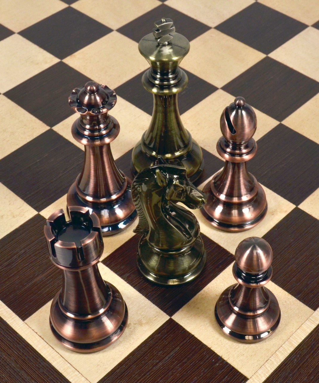 4 1/4" King's Knight Series Resin Chess Set with Copper & Brass Pieces ตัวหมากรุกสากลZinc Alloy สีCopper+Brass