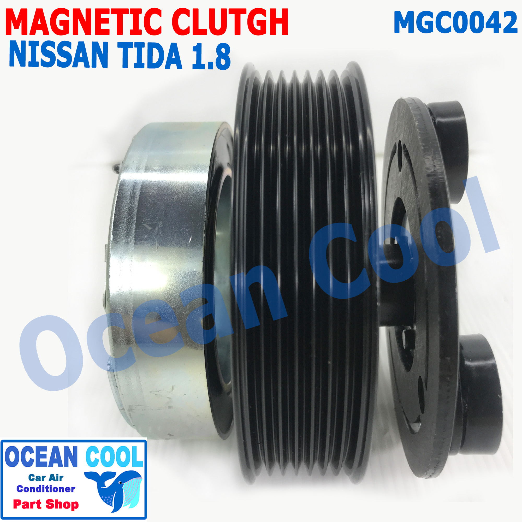 คลัชคอมแอร์ นิสสันทีด้า เครื่อง 1.8 ลูกปืนมู่เล่คลัชต์ NSK แท้ MGC0042 Magnatic Clutch Assembly Set for NISSAN TIDA 1.8 ชุดหน้าคลัชคอมแอร์ อะไหล่ แอร์ รถยนต์