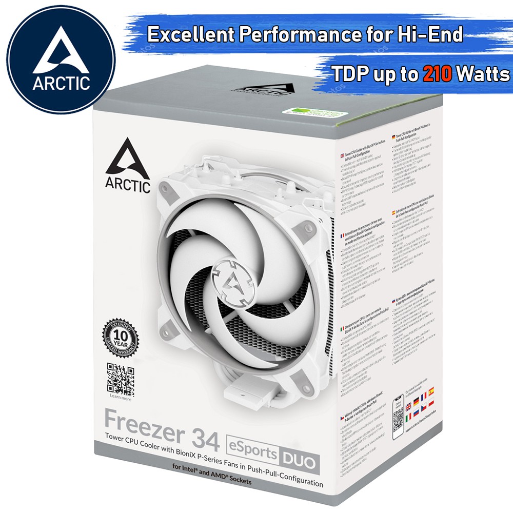 [CoolBlasterThai] Arctic Freezer 34 eSports DUO Tower CPU Cooler (Grey-WHITE) (LGA1851/AM5 Ready)