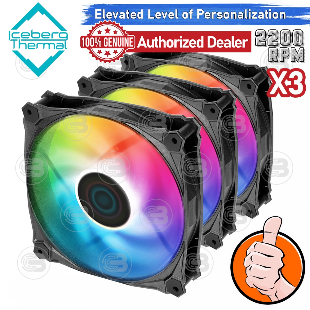 [CoolBlasterThai] Iceberg Thermal IceGALE Lightning ARGB Black 120 Fan Case (size 120 mm.) X3 Value Pack ประกัน 5 ปี