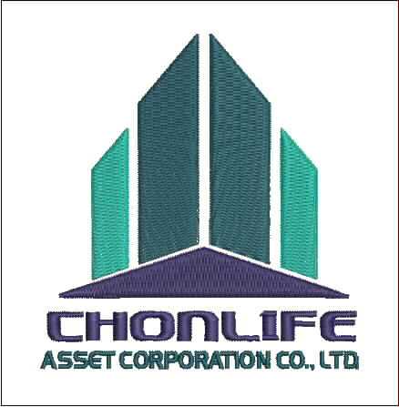 ตัวอย่าง ลายปักโลโก้ CHONLFE ขนาด 7 x 7 cm สำหรับปักอกลูกค้าสั่งทำ