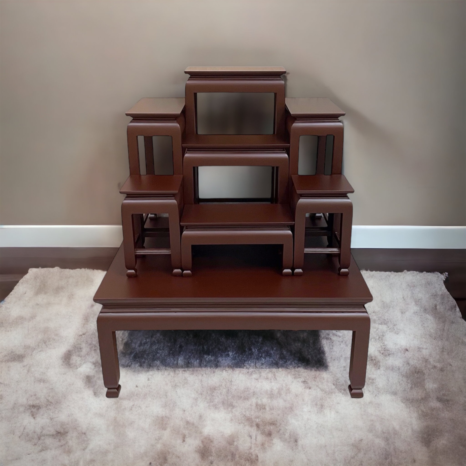 โต๊ะหมู่ 7 หน้า 6 ด้านน้ำตาล ขาตุ่ม