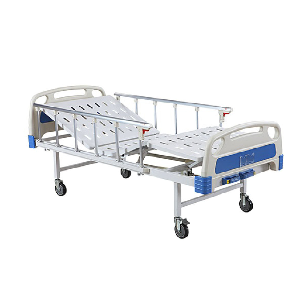 เตียงผู้ป่วย 2 ฟังก์ชั่น แบบมือหมุน (Manual) ปรับพนังพิงหลัง และปรับงอเข่า (ปรับความสูง-ต่ำไม่ได้) รับประกันศูนย์ไทย 6 ปี