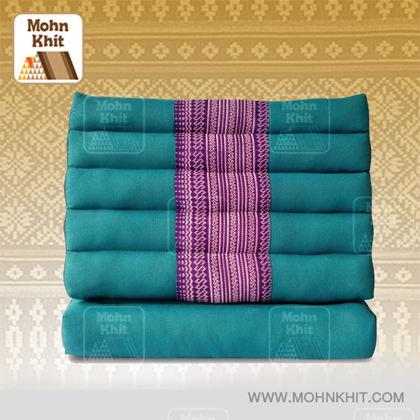 หมอนสามเหลื่ยม15 ช่องติดเบาะ1พับ ต่อผ้าพิเศษ 50x90x36Cm Tri-angle kapok Traditional Floor Cushions 15 holes with 1 part of mattress.