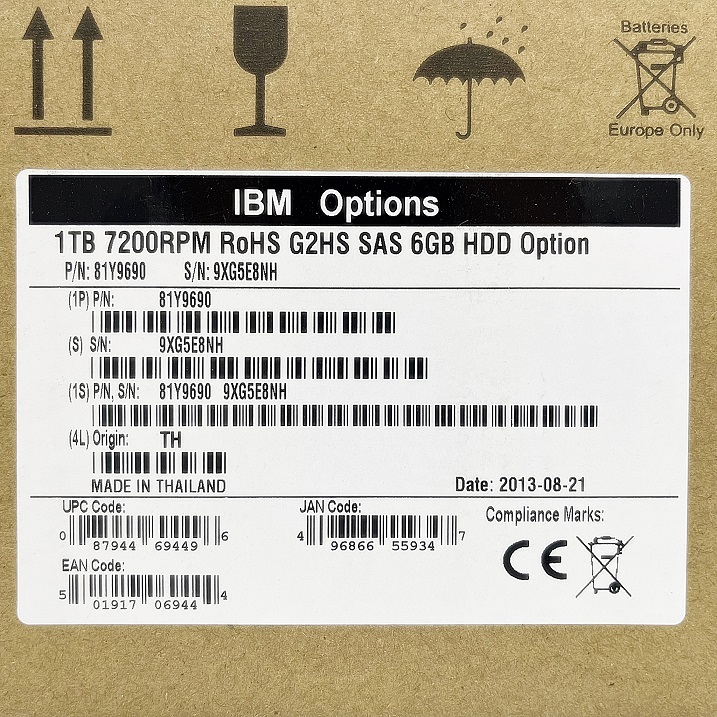 NEW IBM 81Y9690 81Y9691 81Y3820 [TorCompTH Thailand ขาย จำหน่าย ราคา] IBM 1TB 7.2K 6Gbps NL SAS 2.5 SFF HS HDD (ST91000640SS) for IBM System x