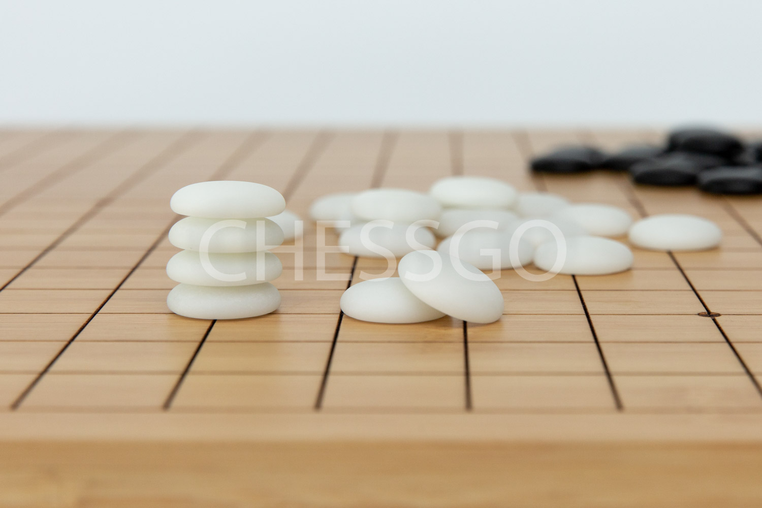 ชุดหมากล้อมไม้พับมาตรฐาน19เส้น(กระดาน/เม็ดหิน/โถไม้ไผ่)