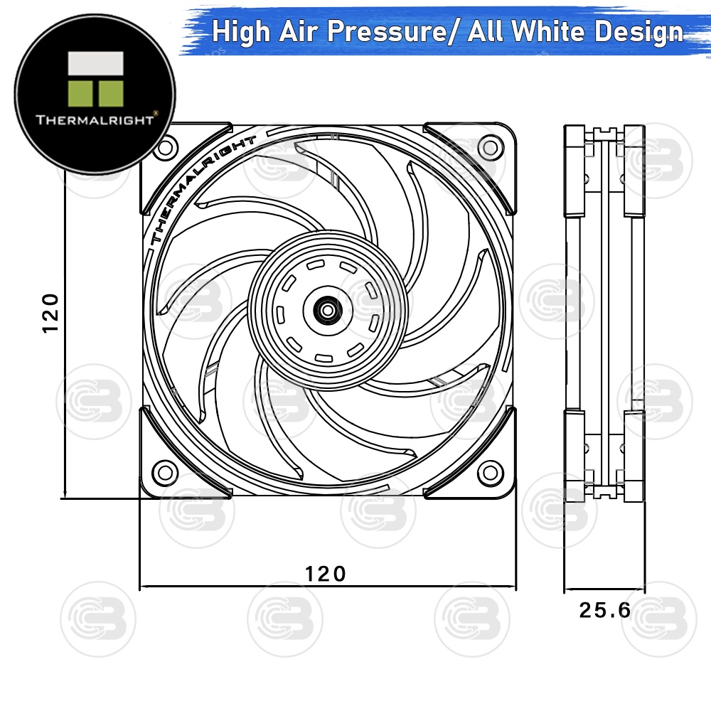 [CoolBlasterThai] Thermalright TL-B12W 2000+ RMP Static Pressure Fan Case (size 120 mm.) ประกัน 6 ปี