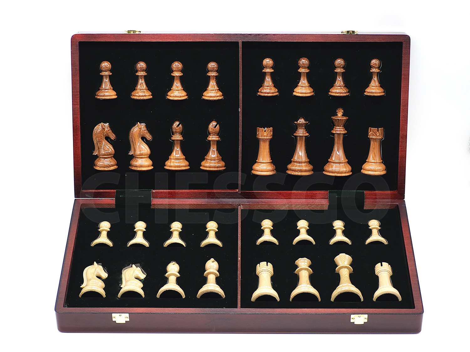 ชุดหมากรุกสากลไม้พับ2(ตัวอะคริลิคลายไม้)