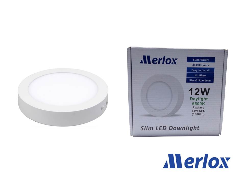 โคม DOWNLIGHT LED 12W ทรงกลม ชนิดติดลอย DL/WW MERLOX