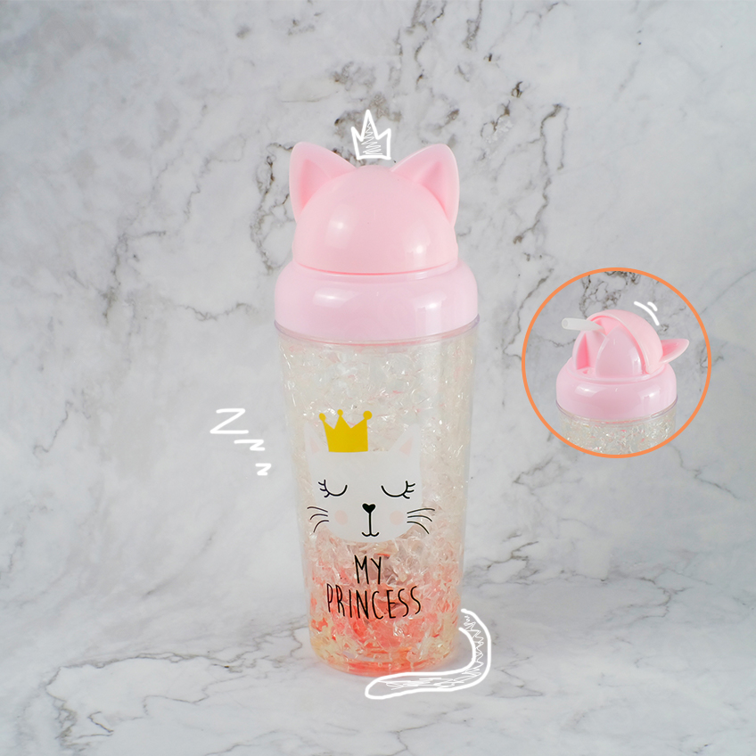 แก้วน้ำลายแมว+ฝาหูแมว+หลอด