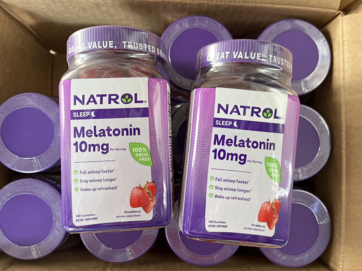 (รุ่นเม็ดละลาย) Natrol Gummies Melatonin Strawberry 10 mg. เมลาโทนิน 10มก. บรรจุ 140 เม็ด (1กระปุก)