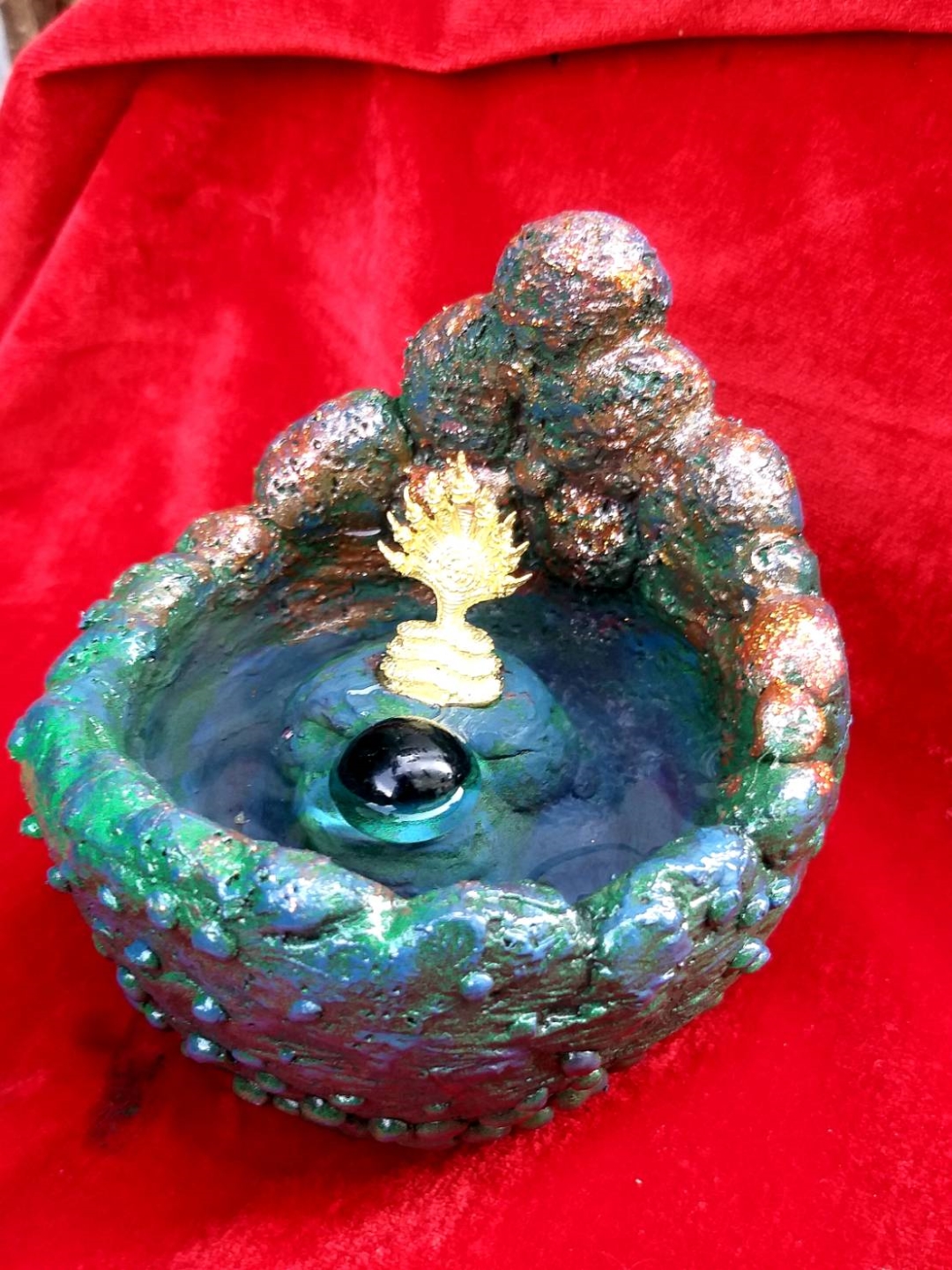 พญานาค 9เศียร 1องค์+ฐานรองถ้ำมรกต,หอยสังข์,ถ้ำภูลังกา ใส่น้ำได้ โชคลาภถูกเลขเบอร์ใหญ่ ปลุกเสกแล้ว แถมยันต์ลูกแก้ว