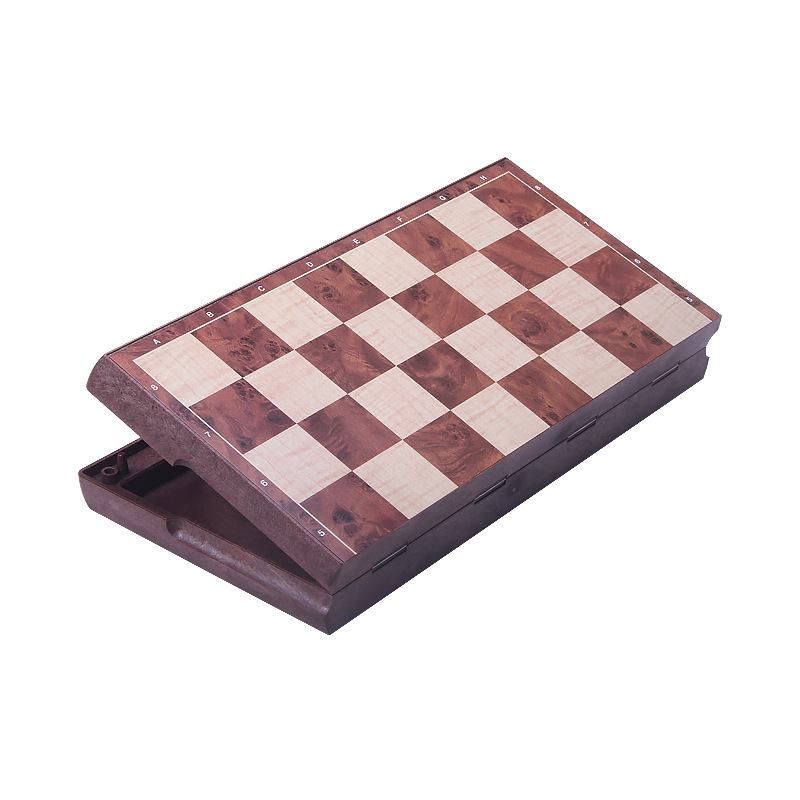 หมากรุกสากลแม่เหล็กพลาสติกลายไม้ 2in1 Magnetic Chess size L #4856-C