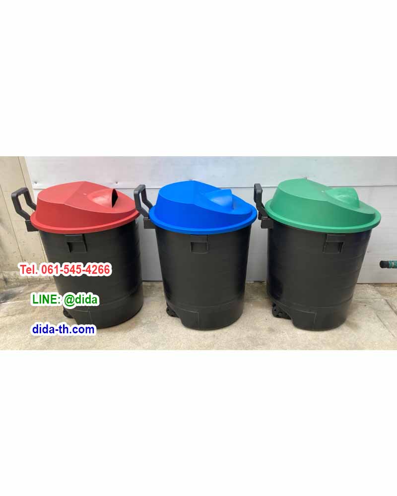 ถังขยะพฤกษา ตัวถังสีดำ มีล้อลาก 120 ลิตร