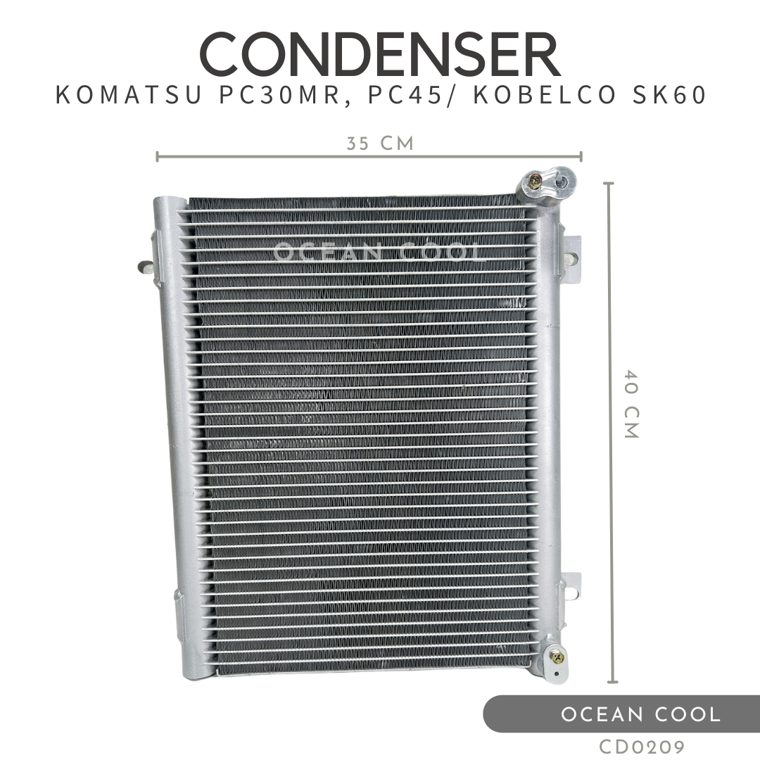 แผงแอร์ โกเบลโก้ เอสเค60 , โคมัตสุ PC30MR , PC45 CD0209 CONDENSER KOBELCO SK60 , KOMATSU PC30MR , PC45 แผงรังผึ้งแอร์ คอยล์ร้อน คอยล์ร้อน คอนเดนเซอร์