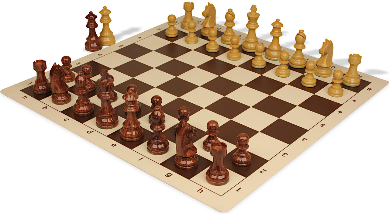 ชุดหมากรุกสากล German Knight Series Chess Set - Polish Wood Grain