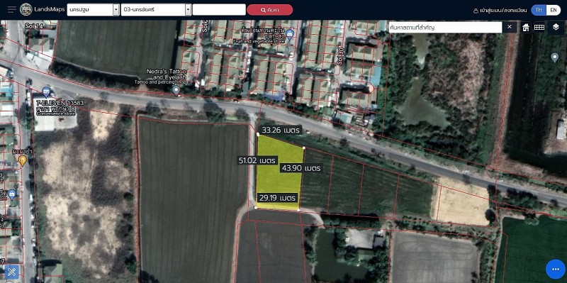 ขายที่ดินเปล่า ย่าน ลานตากฟ้า มหาสวัสดิ์ งิ้วราย : ใกล้ ม.พฤกษา 8 : 377 ตารางวา