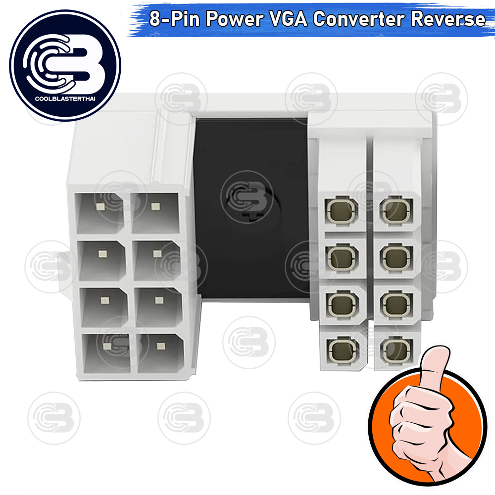 [CoolBlasterThai] Cable Management GPU 8 Pin U-TURN 180 Degree Connector (REVERSE) WHITE