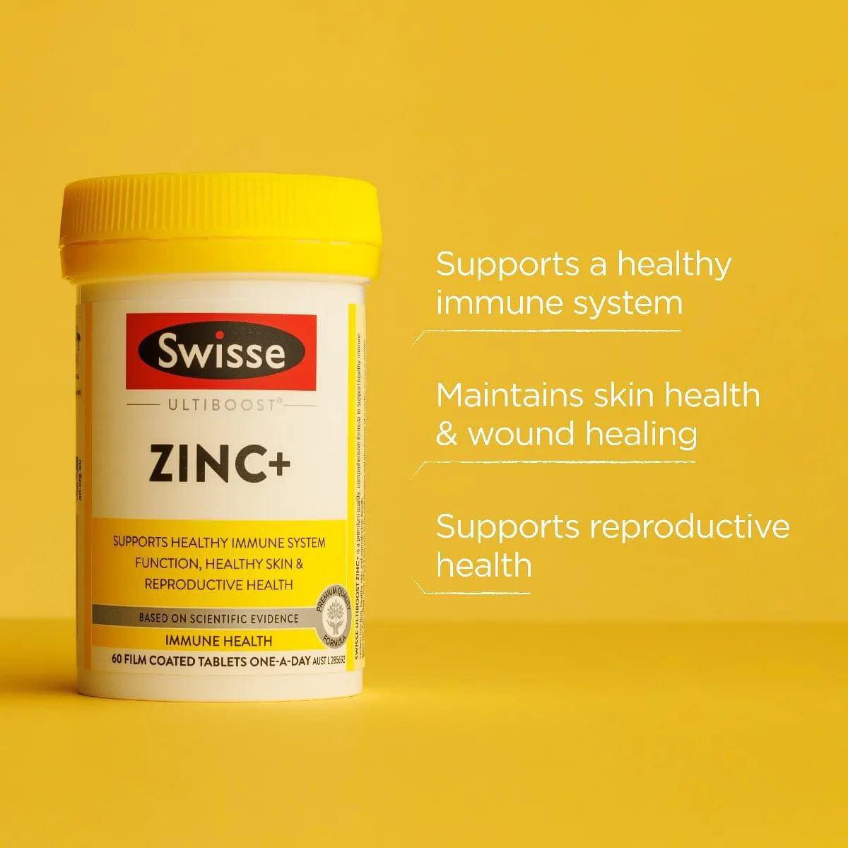 Swisse Ultiboost Zinc + ขนาด 60 เม็ด อาหารเสริมสังกะสี