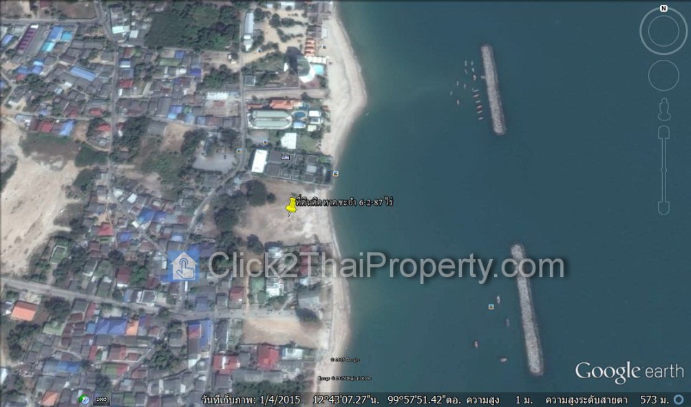 ขายที่ดินติดทะเลหาดชะอำ อ.ชะอำ จ.เพชรบุรี 5 ไร่ 2 งาน., Front Beach Land for Sale : Cha-Am Beach, Petchaburi Province, Thailand