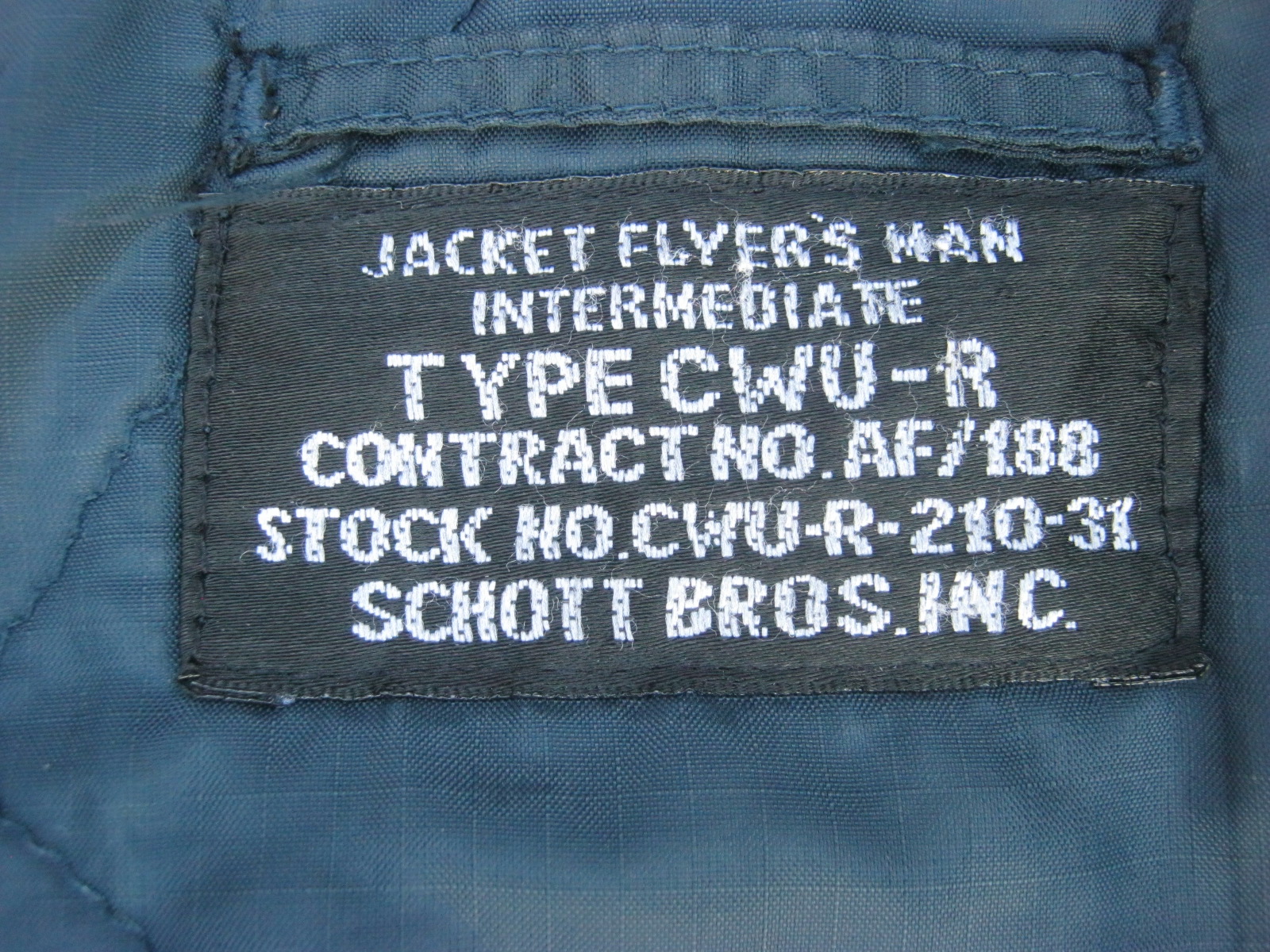 CWUR2 USAF JACKET, FLYER'S MAN INTERMEDIATE, CWU-R AUTHENTIC 🇺🇸 SCHOTT FLIGHT JACKET