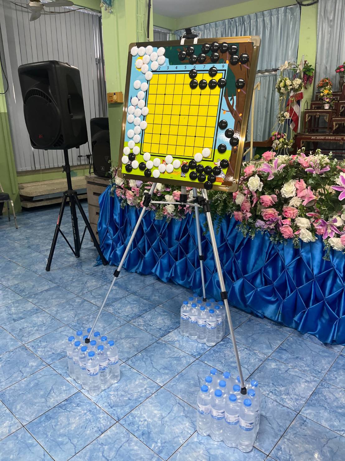 ชุดกระดานสาธิตหมากล้อมแม่เหล็ก (กระดาน9/13เส้น+เม็ด90/90+ขาตั้ง)