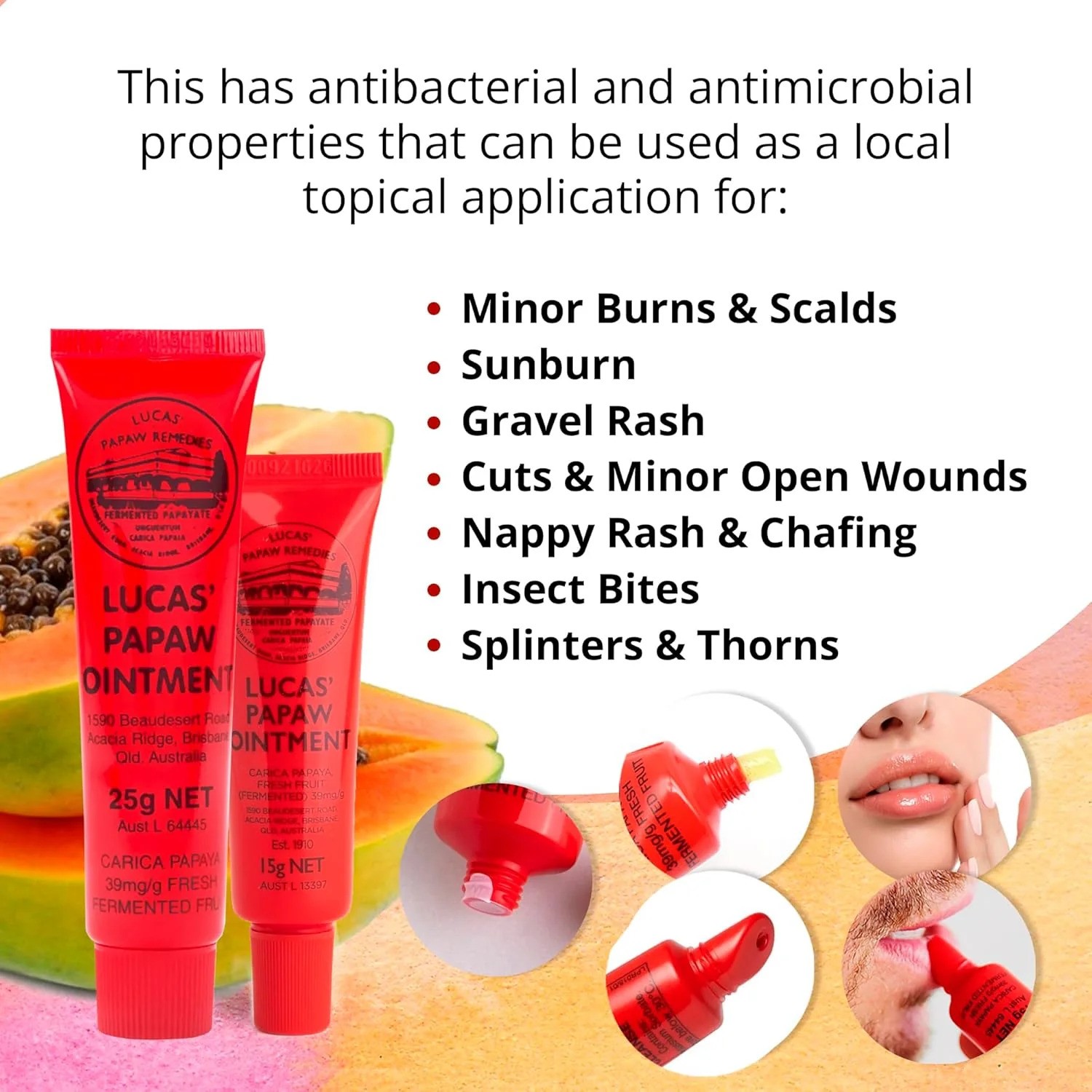 Lucas Papaw Ointment 25g. บาล์มสารพัดประโยชน์ นำเข้าจากออสเตรเลีย (1หลอด)