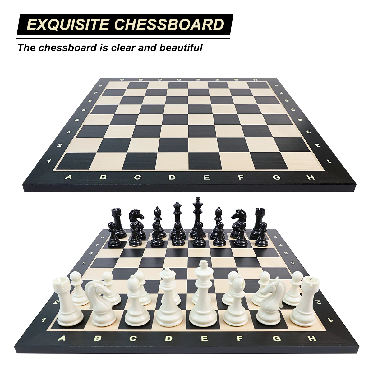21" Ebony & Maple Wooden Chess Board กระดานหมากรุกสากลไม้Ebony