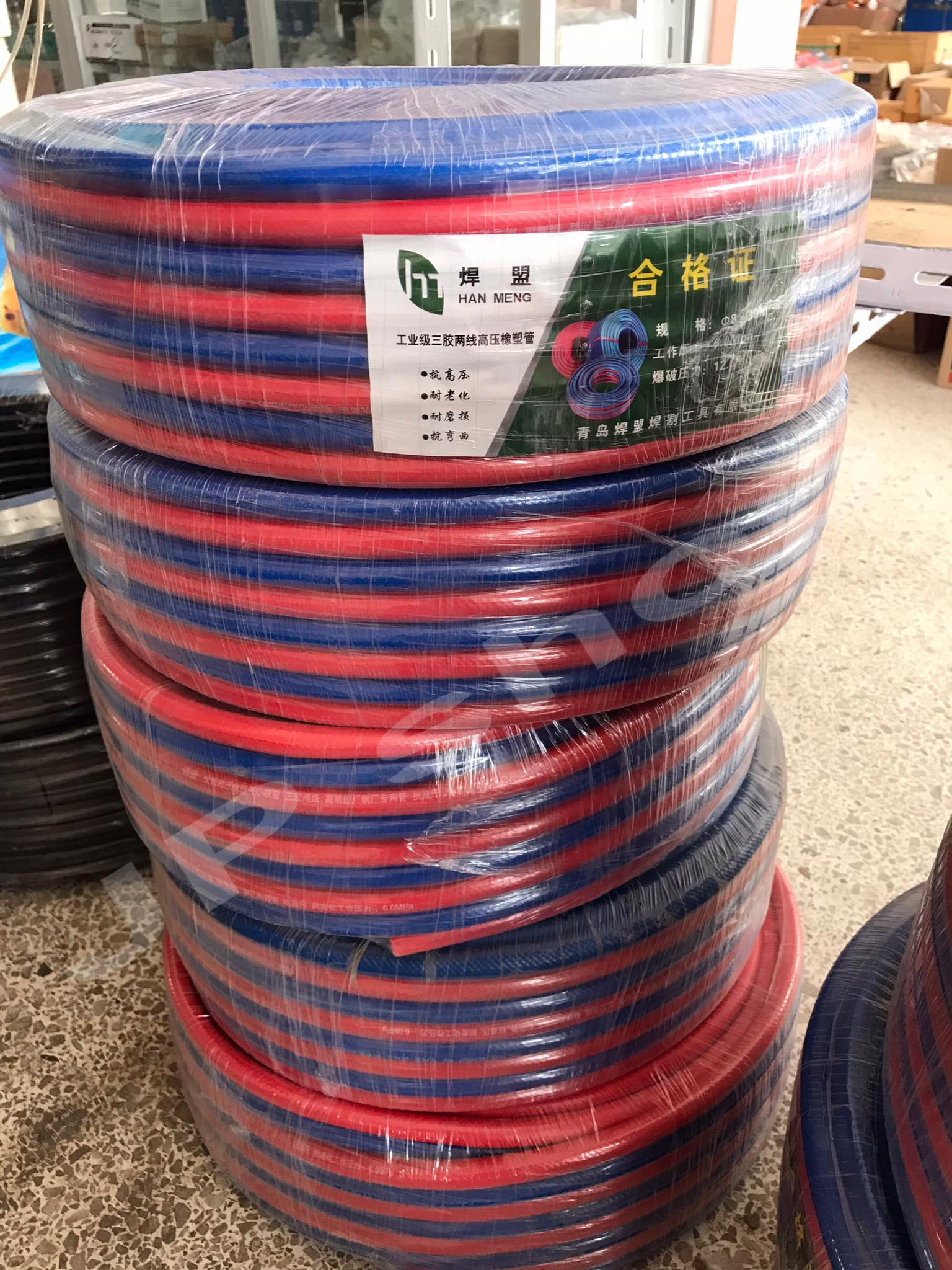 สายลมคู่ สายลม สายแก๊ส นํ้าเงิน-แดง ขนาด1/2(4หุน) มีความยาวให้เลือก 5เมตร,10เมตร,15เมตร,20เมตร,30เมตร #19195