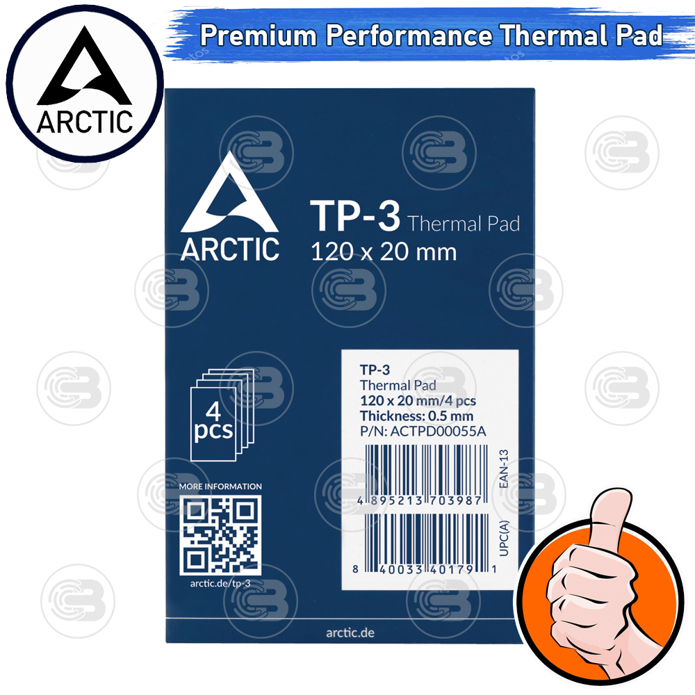 [CoolBlasterThai] Arctic Premium Performance Thermal Pad (TP-3) 120x20x0.5 mm.(4 PCS)