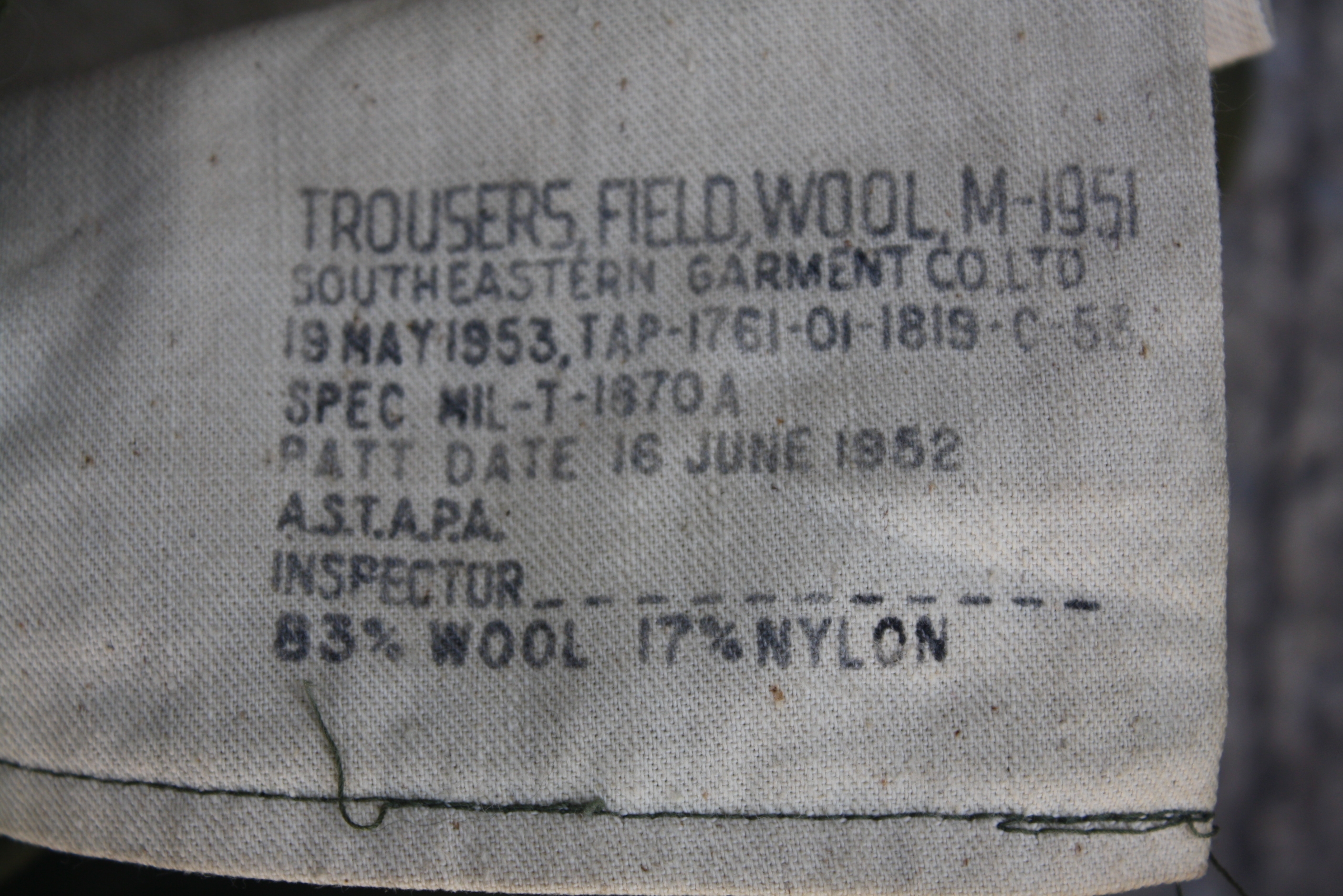 ขายแล้ว กางเกงทหารสหรัฐ M51wool 1952