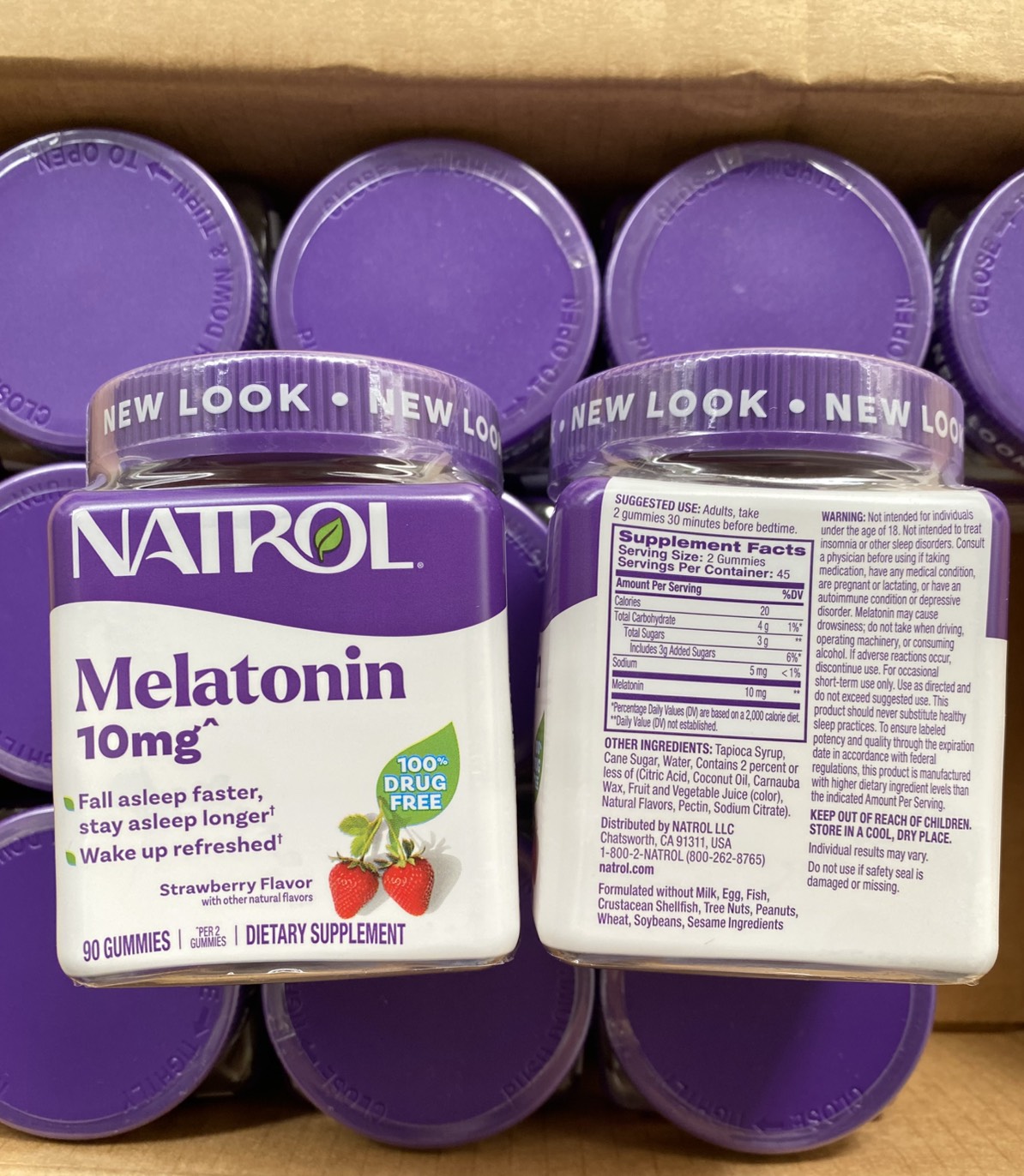(แพ็คเก็จใหม่ 2025) Natrol Gummies Melatonin Strawberry 10 mg. บรรจุ 90 ชิ้น เยลลี่เมลาโทนิน ช่วยในการนอนหลับ (1กระปุก)